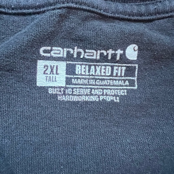 Carhartt Men's Black 100%Cotton Short Sleeve Pocket Crewneck T-Shirt Logo XLT - Picture 2 of 9
